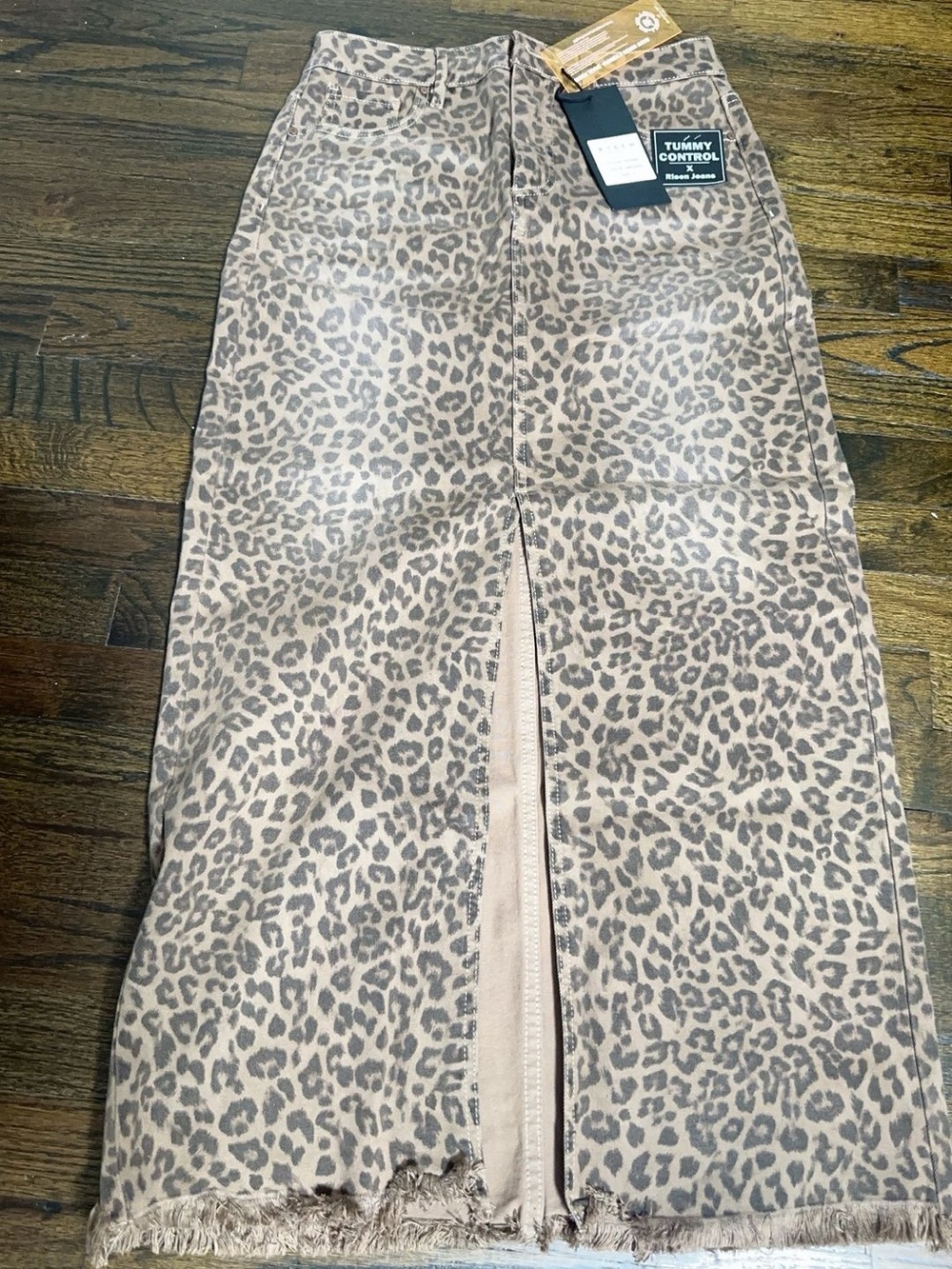Leopard Print maxi Skirt with Front Slit - Tummy Control
